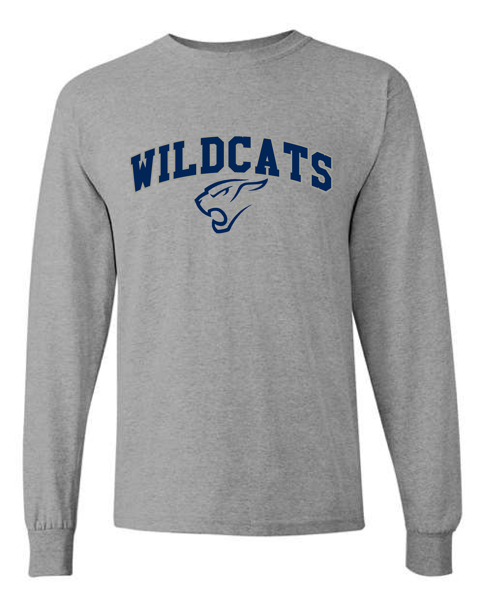 Wildcats Arch Cotton Long Sleeve Sport Gray Tee
